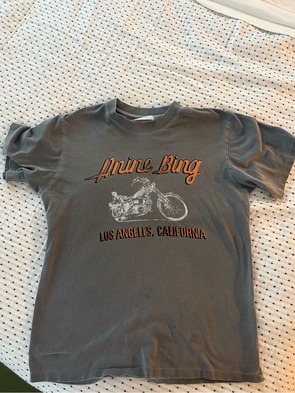 Anine Bing Gray Graphic Motorcycle Tee